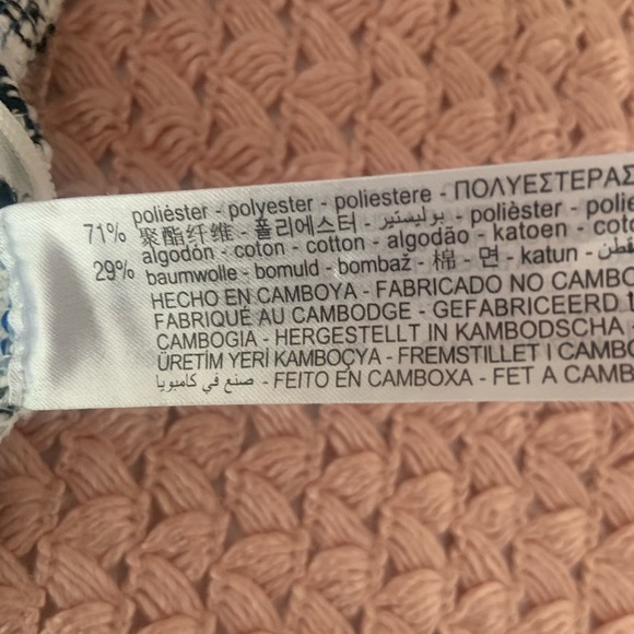 Zara Blue and White Tweed Off-Shoulder Crop Top - Small - Picture 9 of 9